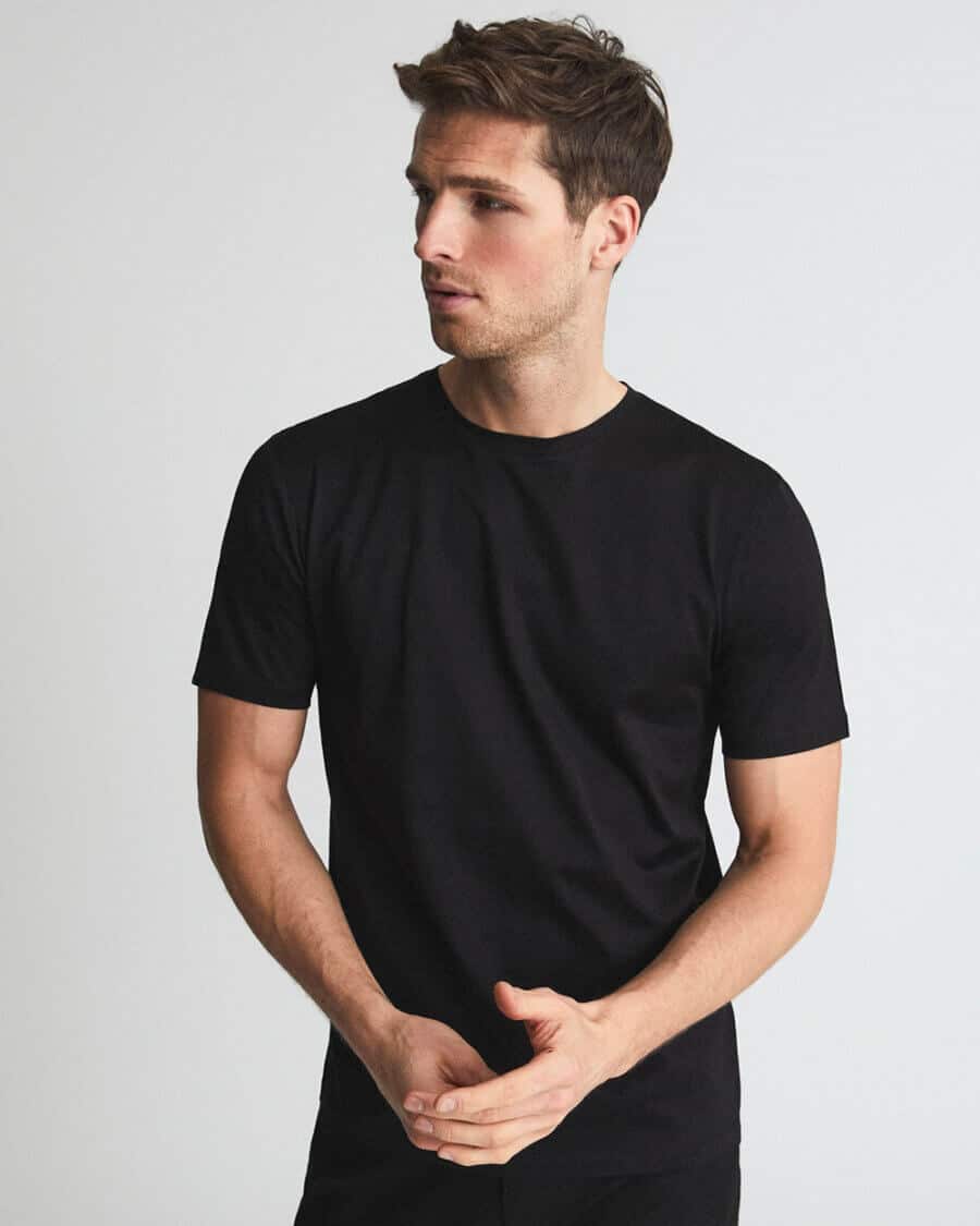 Men's black t-shirt and black jeans outfit