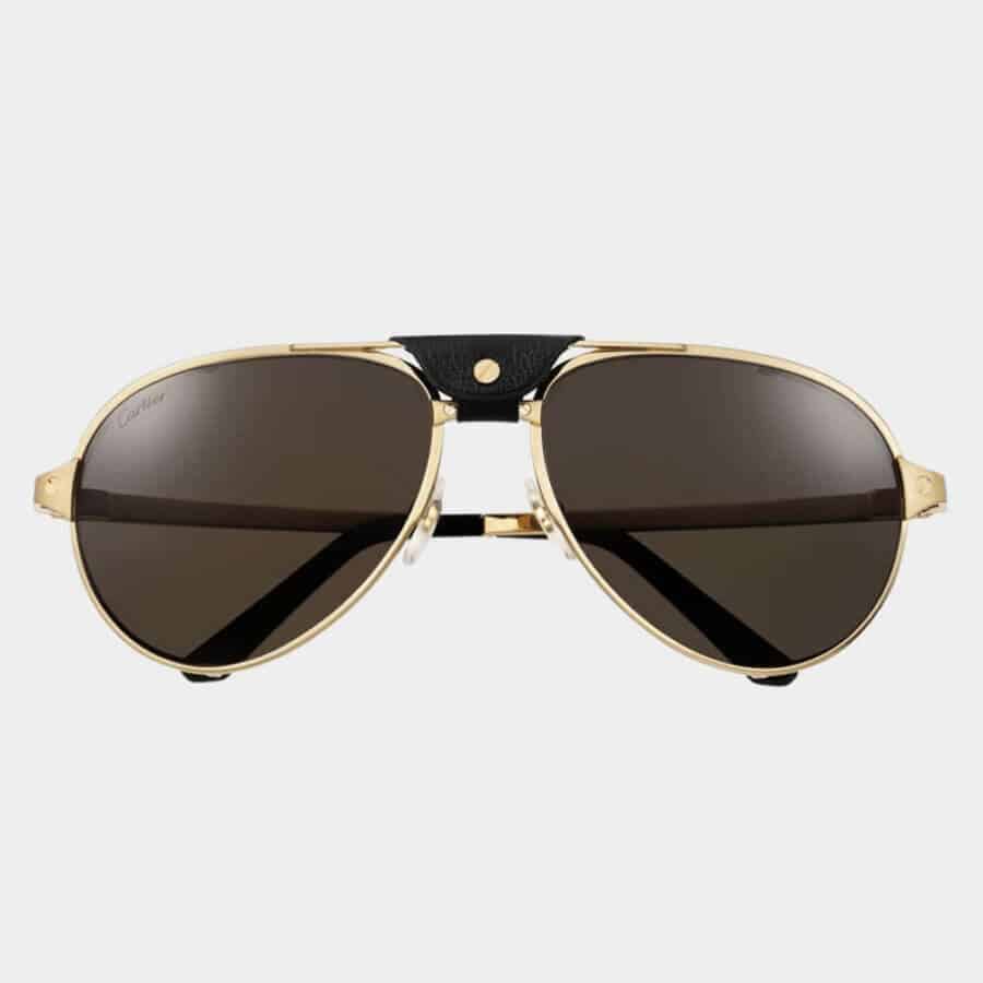 Cool Santos de Cartier aviator sunglasses for men with leather bridge