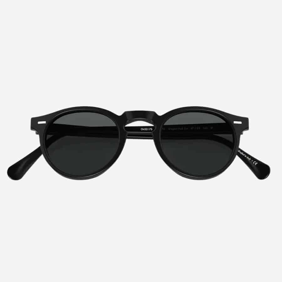 Cool Gregory Peck inspired black sunglasses for men by Oliver Peoples