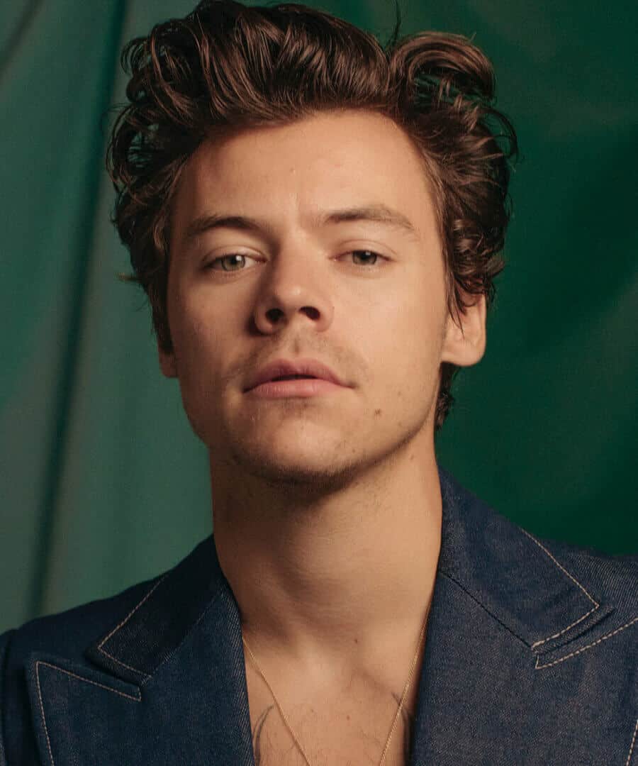 Harry Styles messy, volume quiff hairstyle