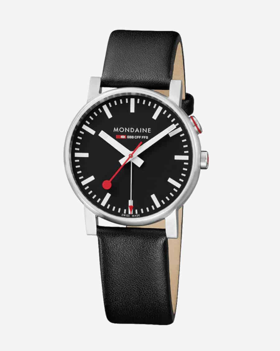 Mondaine EVO2 40mm black leather watch