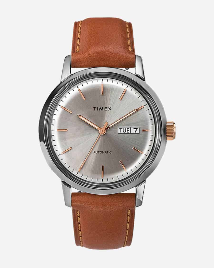 Timex Marlin Automatic Day-Date 40mm Leather Strap Watch