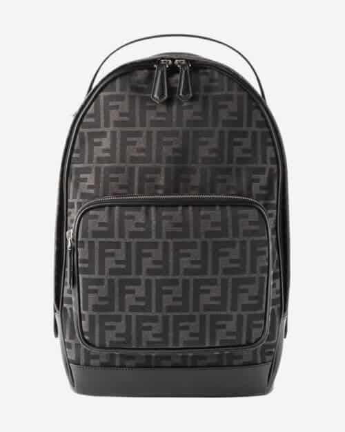 Fendi Leather-Trimmed Logo-Jacquard Canvas Sling Backpack