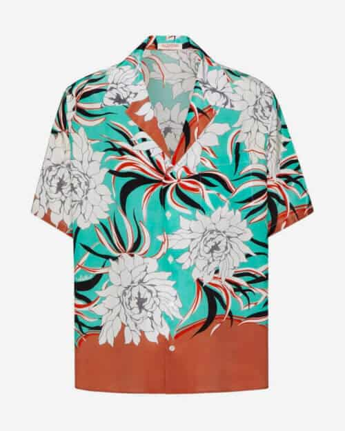 Valentino Floral Pattern Camp Collar Shirt