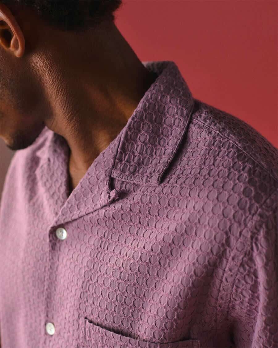 Men's textured fabric Cuban/camp collar shirt