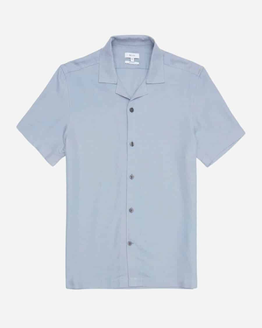Reiss Max Linen Blend Cuban Collar Shirt