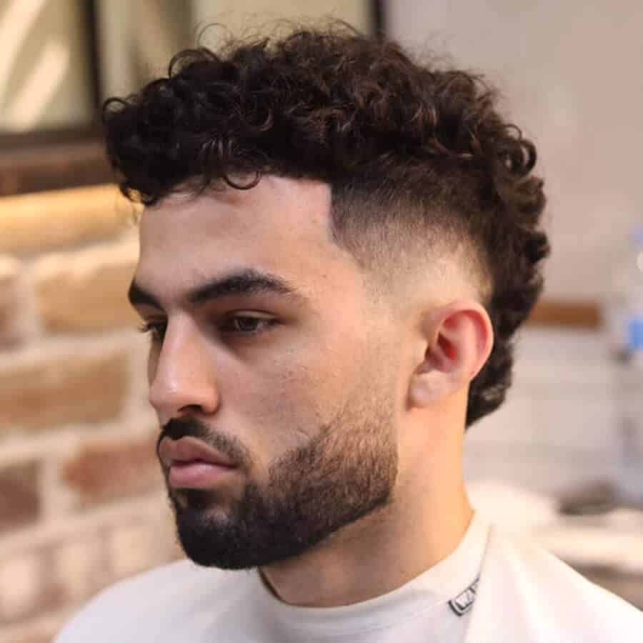 Burst Fade Mullet with Curly Hair