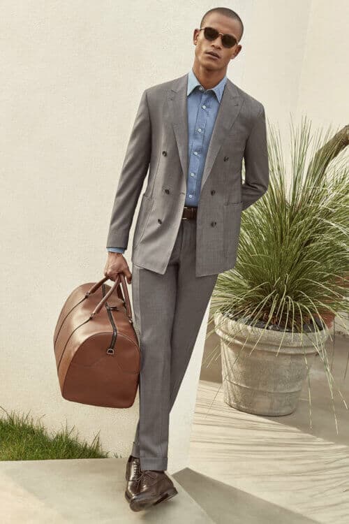 Dress like an Italian - Unstructured double breasted grey suit with blue shirt