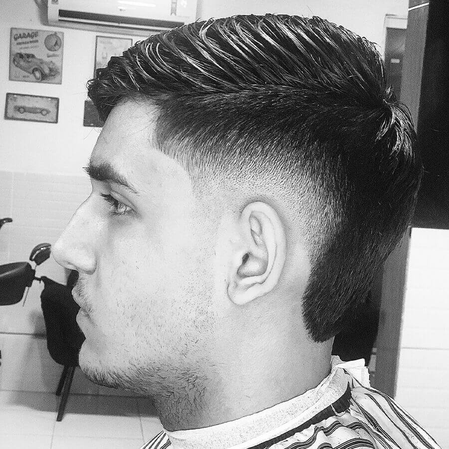 Slick Side Parting With Burst Fade