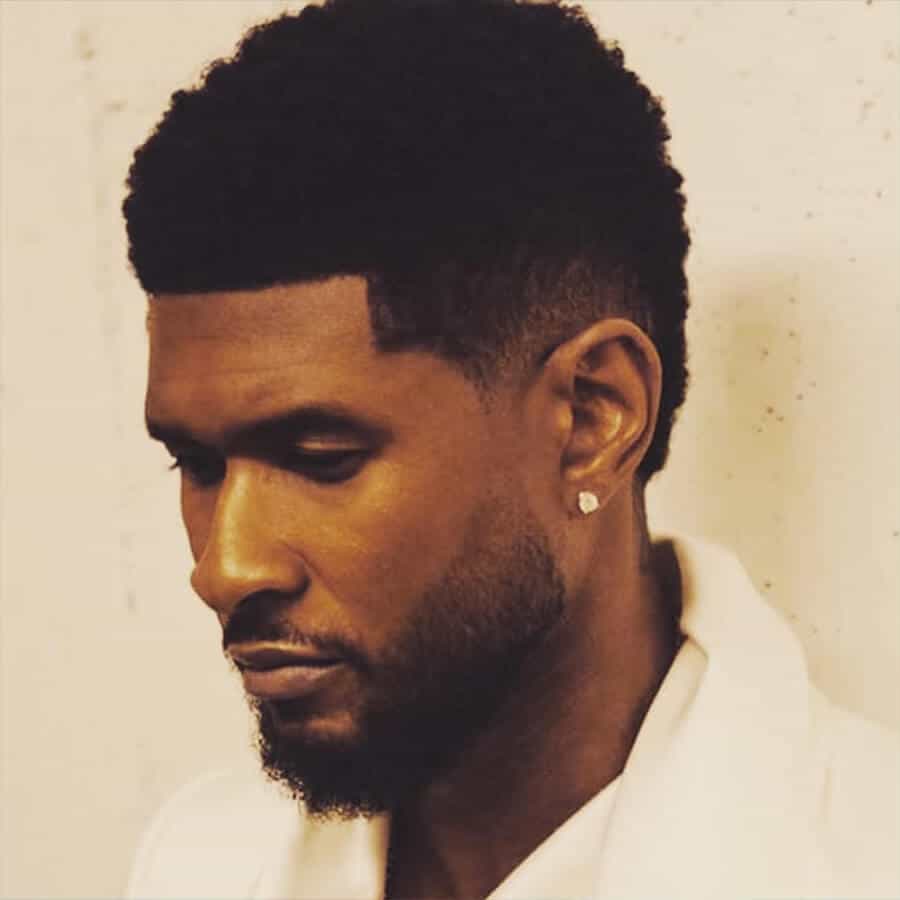 Usher Neat Afro Haircut With Burst Fade