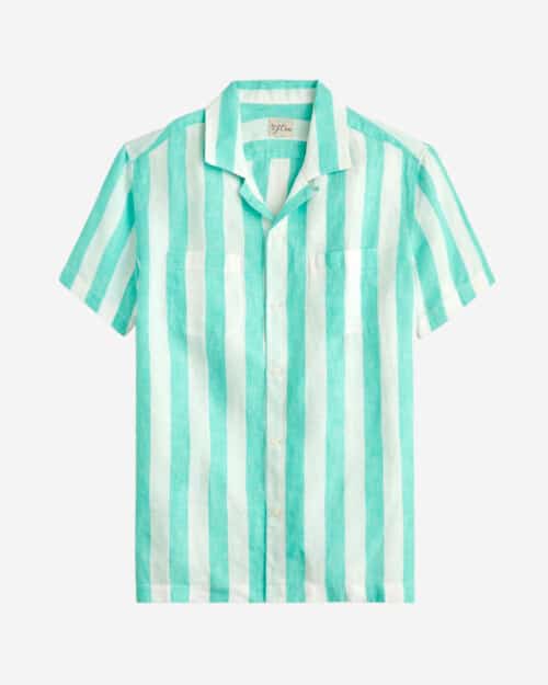 J Crew Short-Sleeve Camp-Collar Shirt in Irish linen