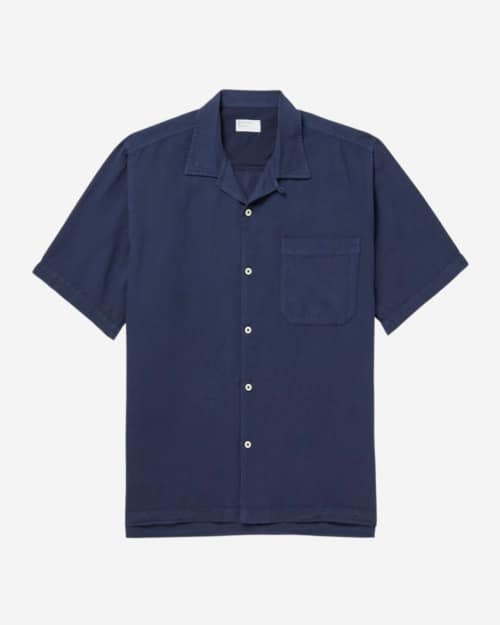 Universal Works Convertible-Collar Garment-Dyed Linen and Cotton-Blend Shirt