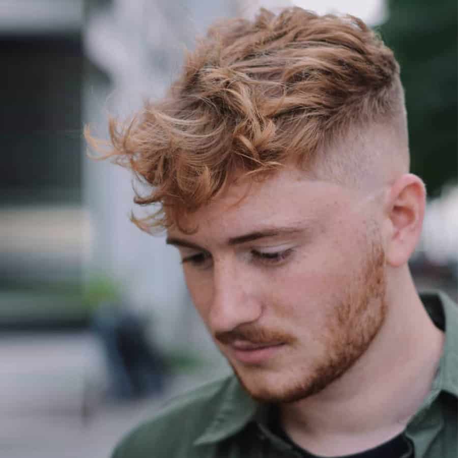 Men's Choppy curly hair with high fade