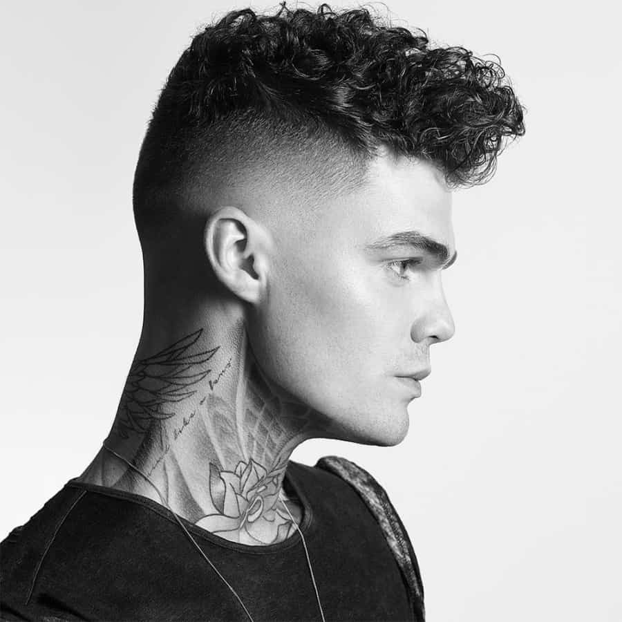 Men's Wild curly hair with fade