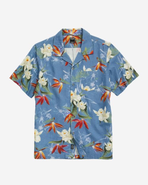 Todd Snyder Floral Seersucker Camp Collar Short Sleeve Shirt