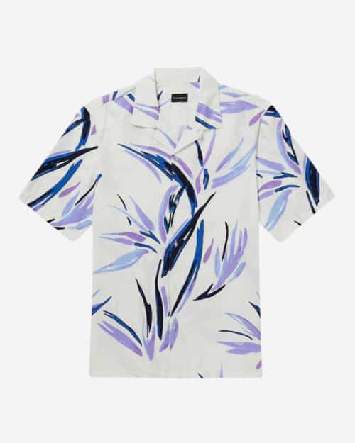 Club Monaco Convertible-Collar Printed Cotton and Lyocell-Blend Shirt