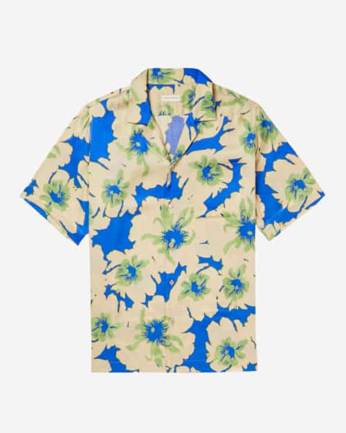 Dries Van Noten Camp-Collar Floral-Print Satin Shirt