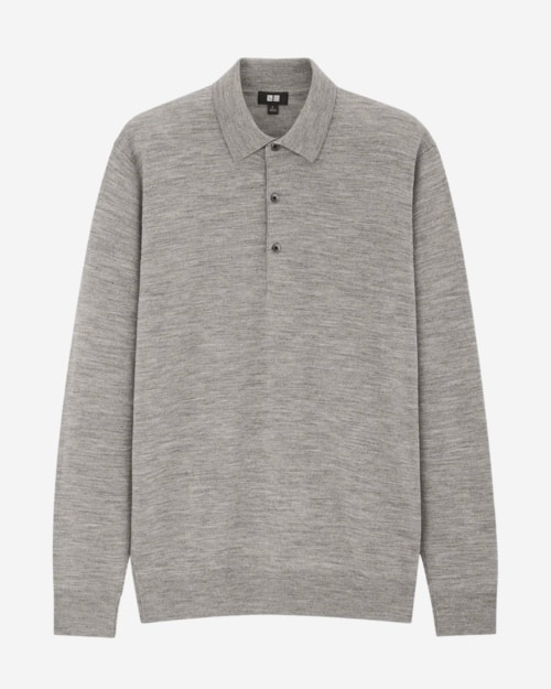 Uniqlo 100% Extra Fine Merino Knitted Long Sleeved Polo