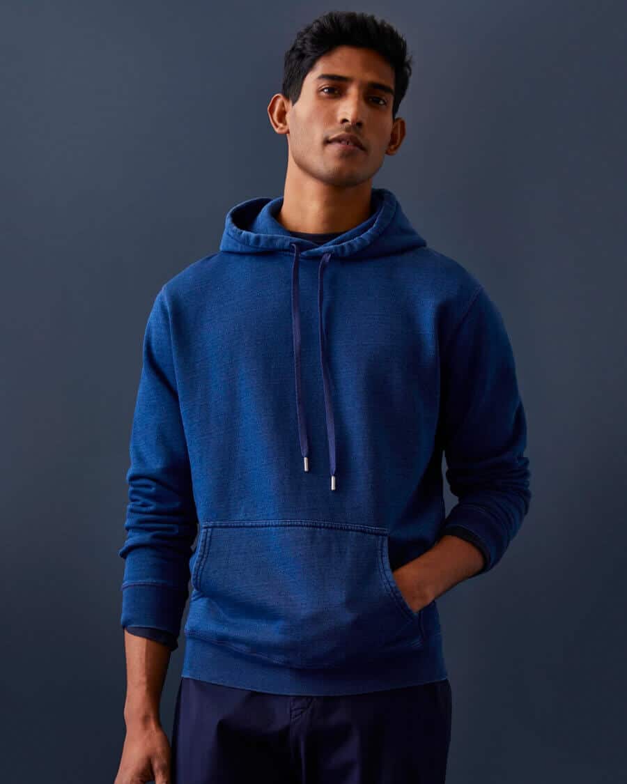 Men's denim effect hoodie