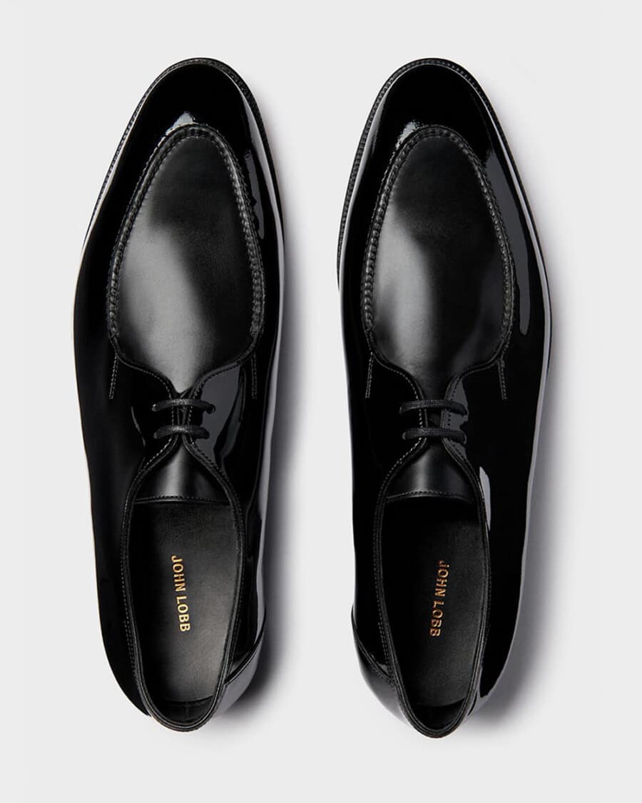 Men's high-shine black leather John Lobb Derby shoes