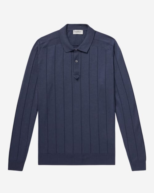 John Smedley Slim-Fit Ribbed Merino Wool Polo Shirt