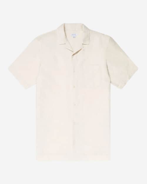 Sunspel Cotton Linen Camp Collar Shirt