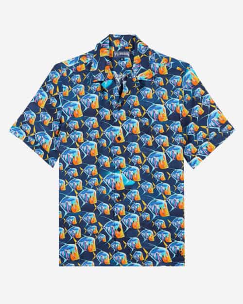 Vilebrequin Linen Bowling Shirt Piranhas