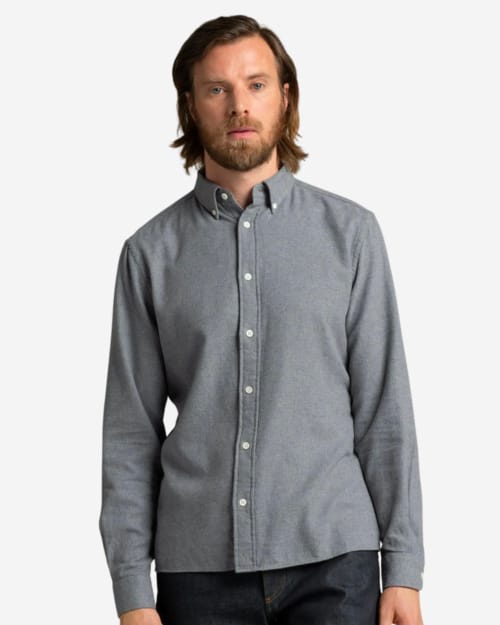 Asket The Flannel Shirt Grey Melange