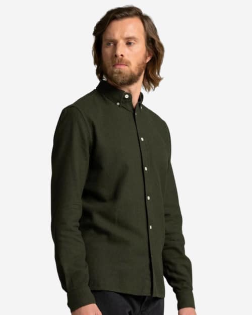 Asket The Flannel Shirt Khaki Green