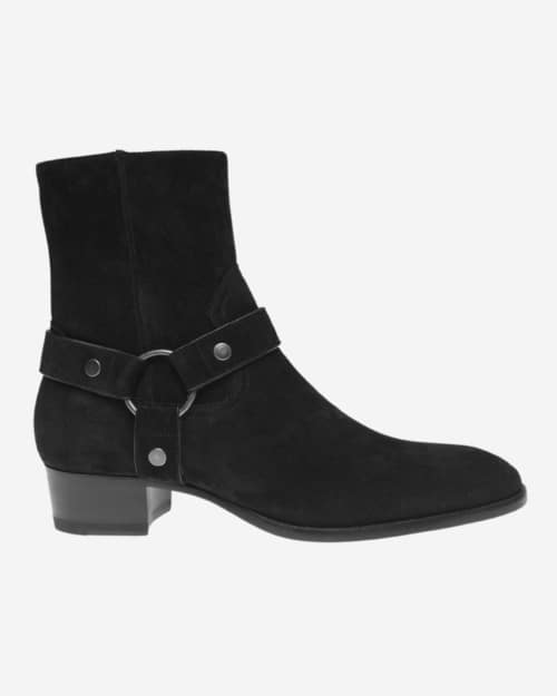 Saint Laurent Wyatt Harness Boots In Suede