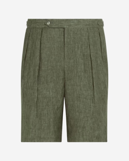Suitsupply Dark Green Pleated Mira Shorts