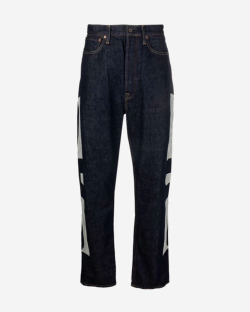 Kapital Okagilly Bone-Embroidered Straight Jeans
