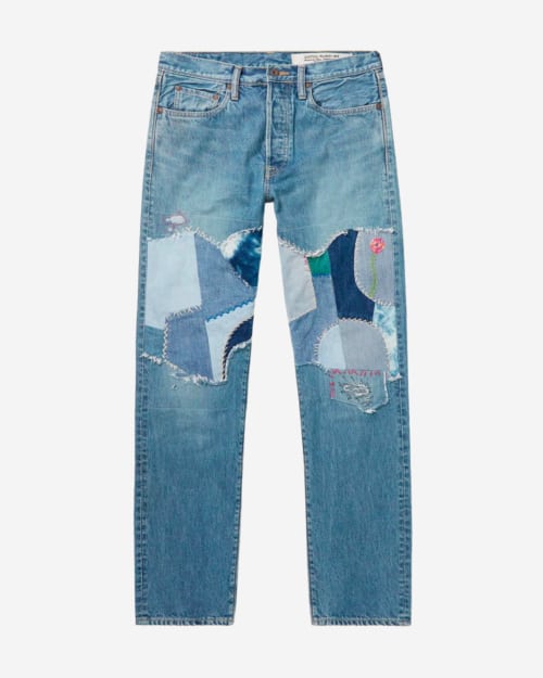 Kapital Monkey Cisco Straight-Leg Embroidered Patchwork Jeans
