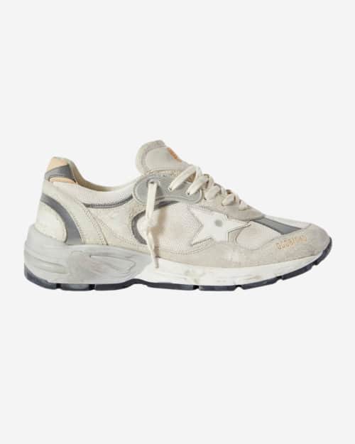 Golden Goose Dad-Star Distressed Leather-Trimmed Suede and Mesh Sneakers