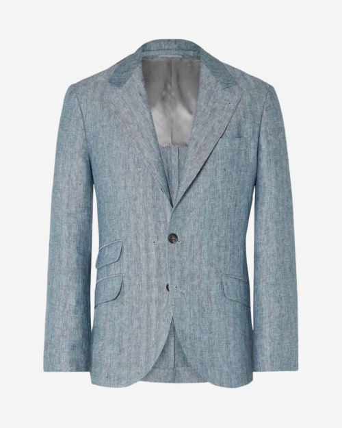Brunello Cucinelli Herringbone Hemp and Linen-Blend Suit Jacket