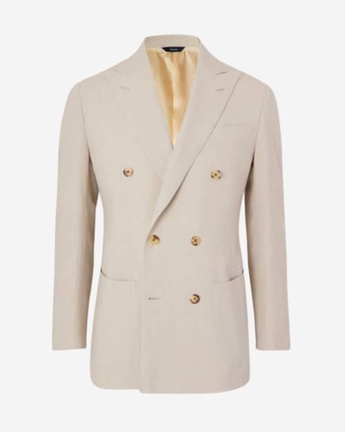 Thom Sweeney Double-Breasted Linen Suit Jacket