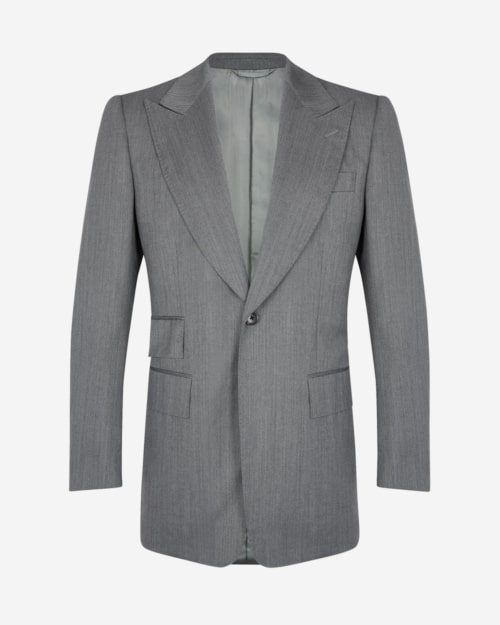 Edward Sexton Grey Herringbone Contemporary Jacket