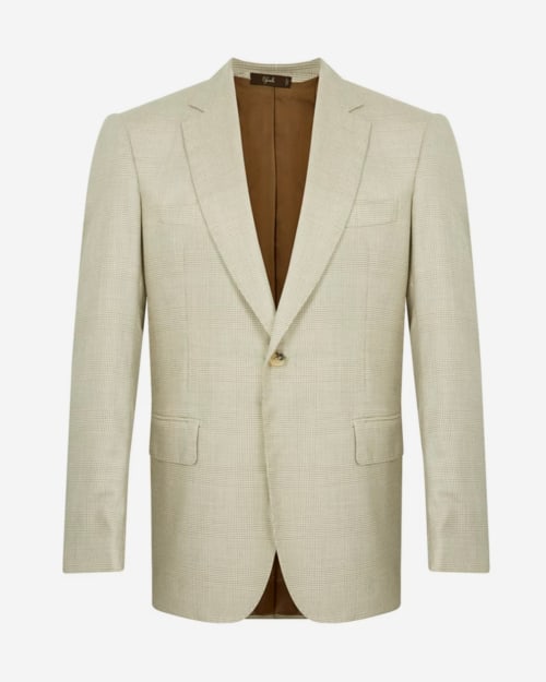 Cifonelli Light Beige Wool Glen Check Single-Breasted Jacket