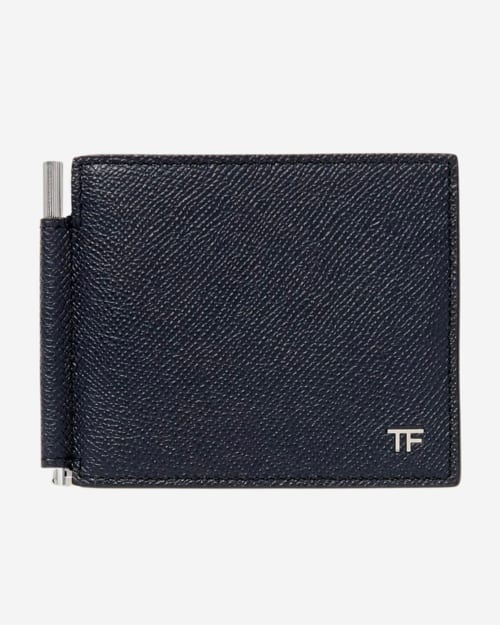 Tom Ford Pebble-Grain Leather Bifold Wallet with Money Clip