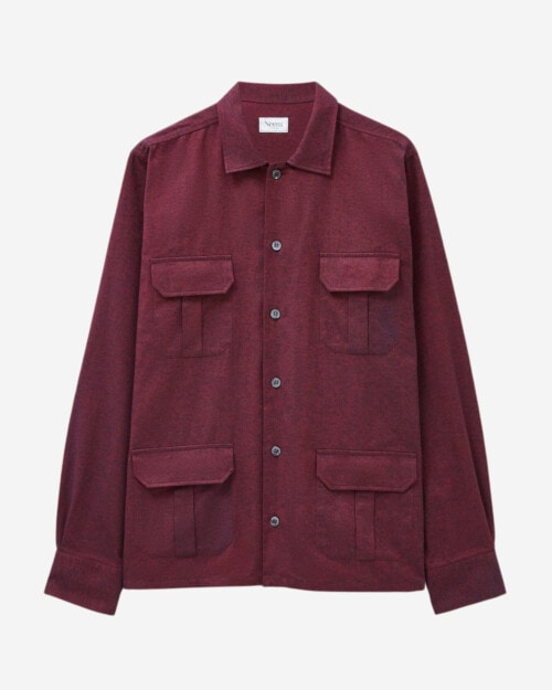Neem London Recycled Italian Flannel Deep Red Over-Shirt