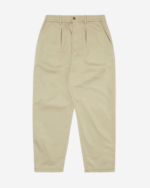 Universal Works Pleated Track Pant In Stone Twill