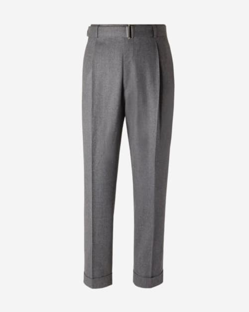 Officine Générale Hugo Belted Pleated Virgin Wool-Flannel Trousers