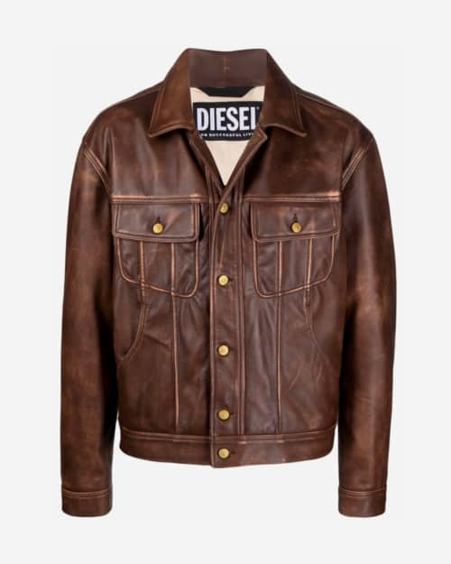 Diesel Distressed Leather Jacket