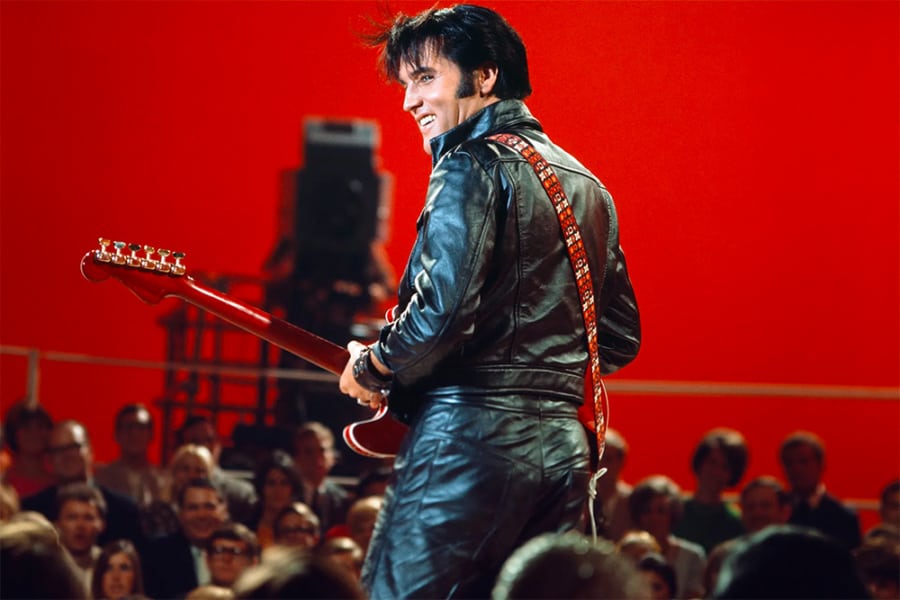 Elvis wearing an all-leather outfit in 1968
