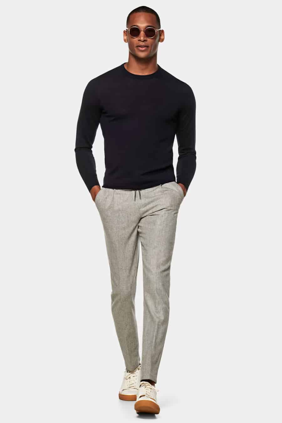 Dark Grey Formal Trousers 100% Flece wool – WICKETT JONES