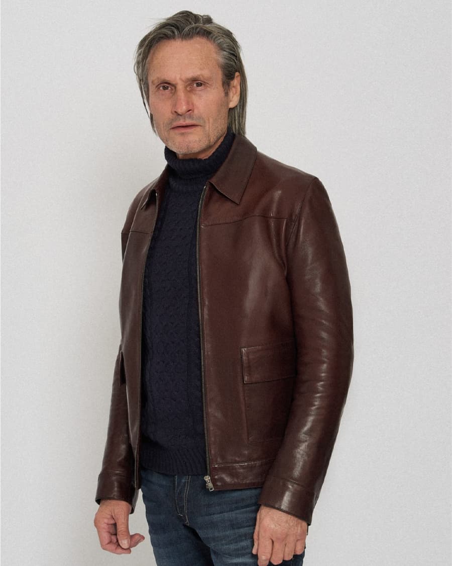 Men's leather blouson jacket style