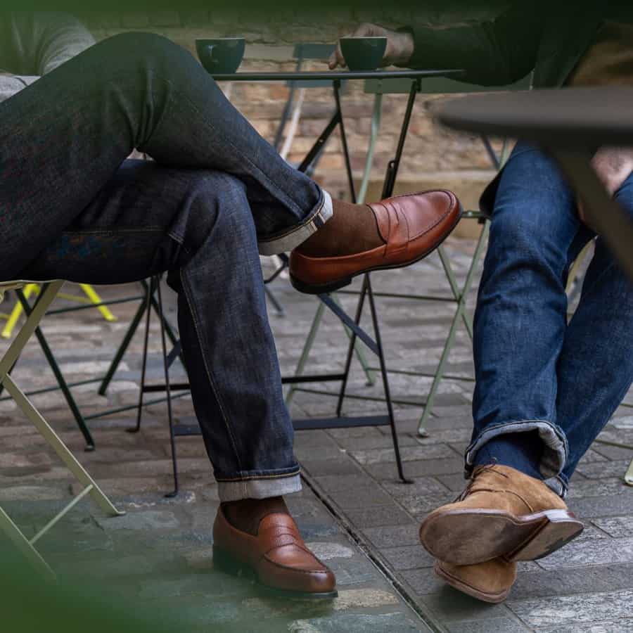 Two pairs of luxury men's selvedge denim jeans