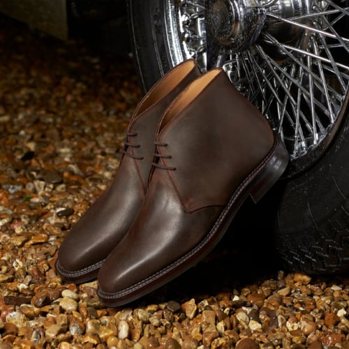 Brown leather chukka boots for men