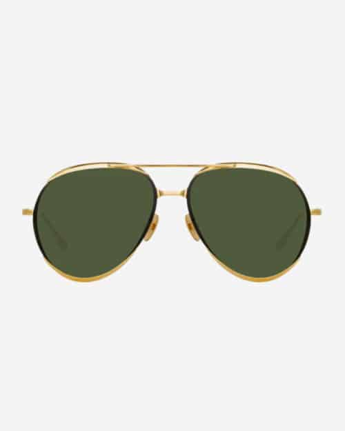 Linda Farrow Matisse Aviator Sunglasses In Yellow Gold
