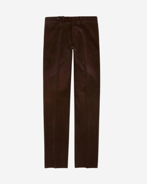 Drake's Brown Mid-Wale Corduroy Flat Front Trouser